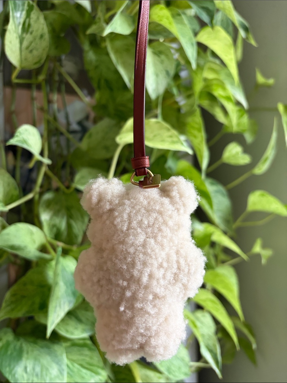 Coach Bear Fluffy Bag Charm in Sherling